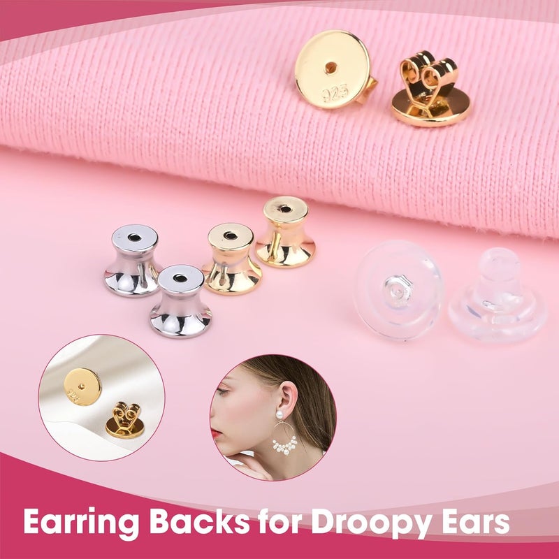 Goffing Earring Backs for Droopy Ears Heavy Earrings - Replacements Locking Ear Supports | 6 Pairs Secure Stud Clutches for Sensitive Skin(Screw 6) - Image 2